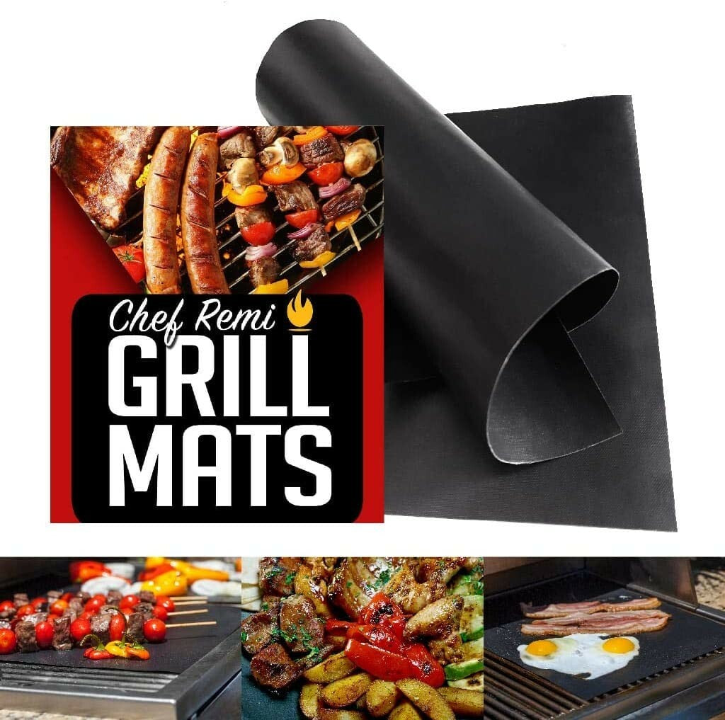 Chef Remi BBQ Grill Mats - Non-Stick Reusable Mats for Gas, Charcoal & Ovens