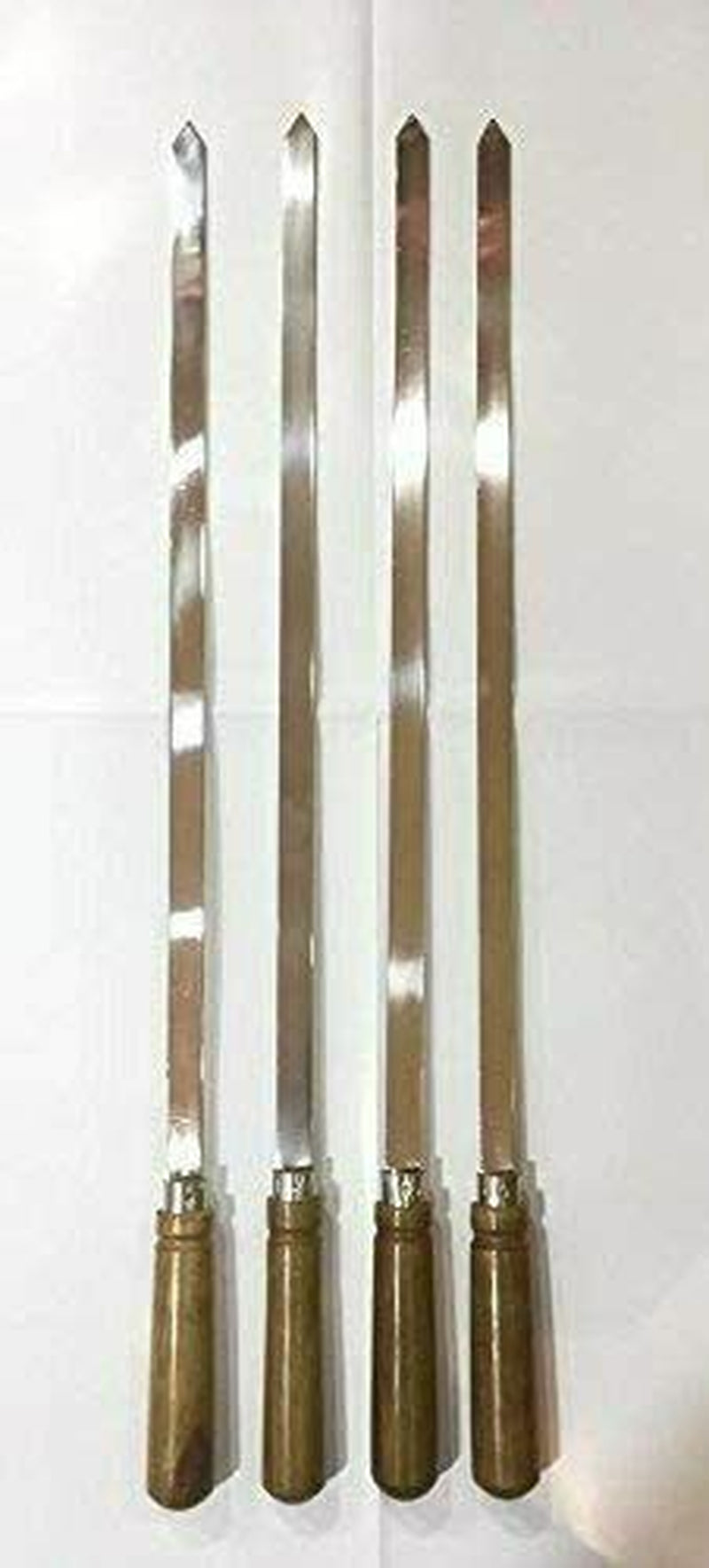 4X BBQ Kebab Skewer Wooden Handle Metal 5Mm/8Mm/15Mm Heavy Duty Stainless Steel