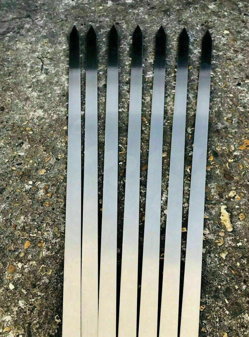 4X BBQ Kebab Skewer Wooden Handle Metal 5Mm/8Mm/15Mm Heavy Duty Stainless Steel