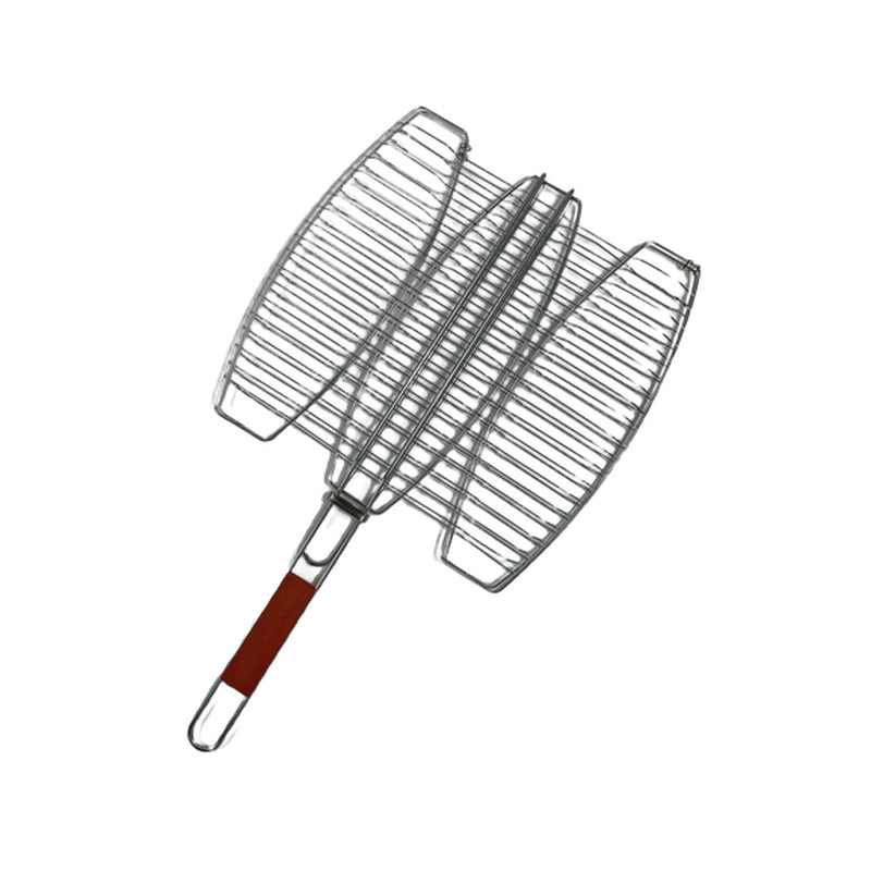 BBQ Long Handle Grill Basket Barbecue Rack Meat Burger Fish Stand Mesh Food UK