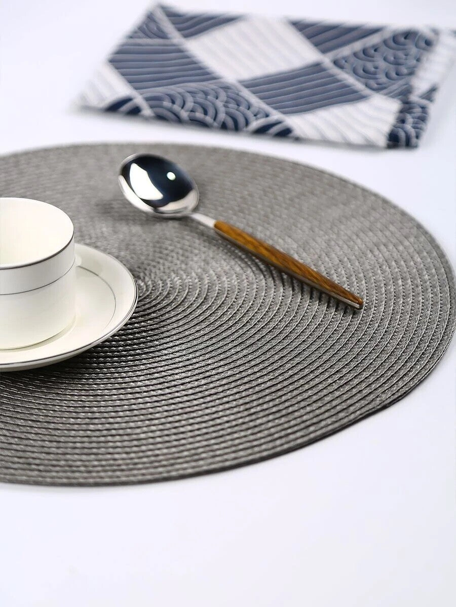 Table Place Mats Large round Woven Place Mats Dining Tableware Washable Dinner