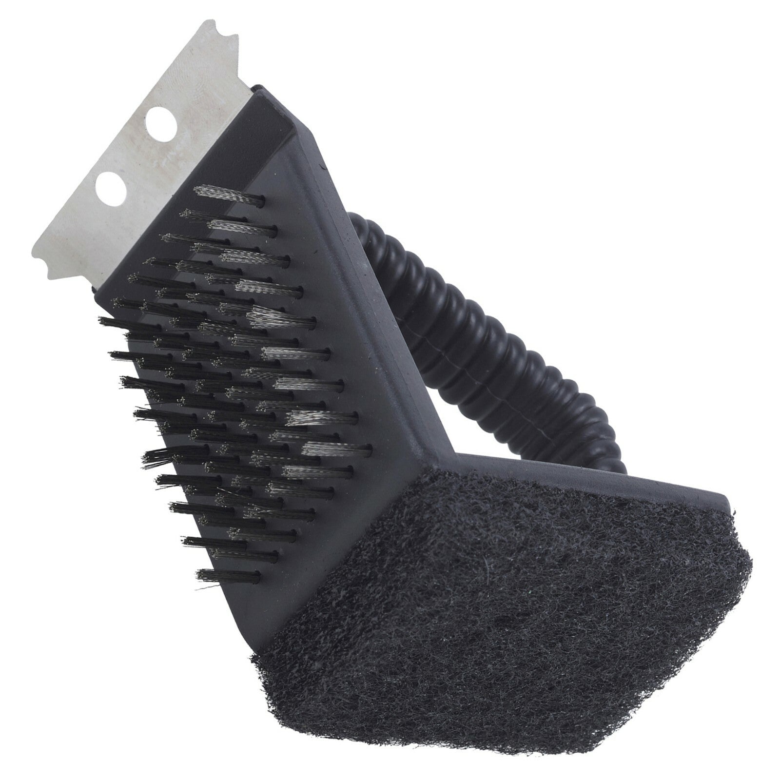 3 in 1 Barbeque BBQ Grill Scrub Cleaner Scraping Brush Steel Teeth Sponge Stains