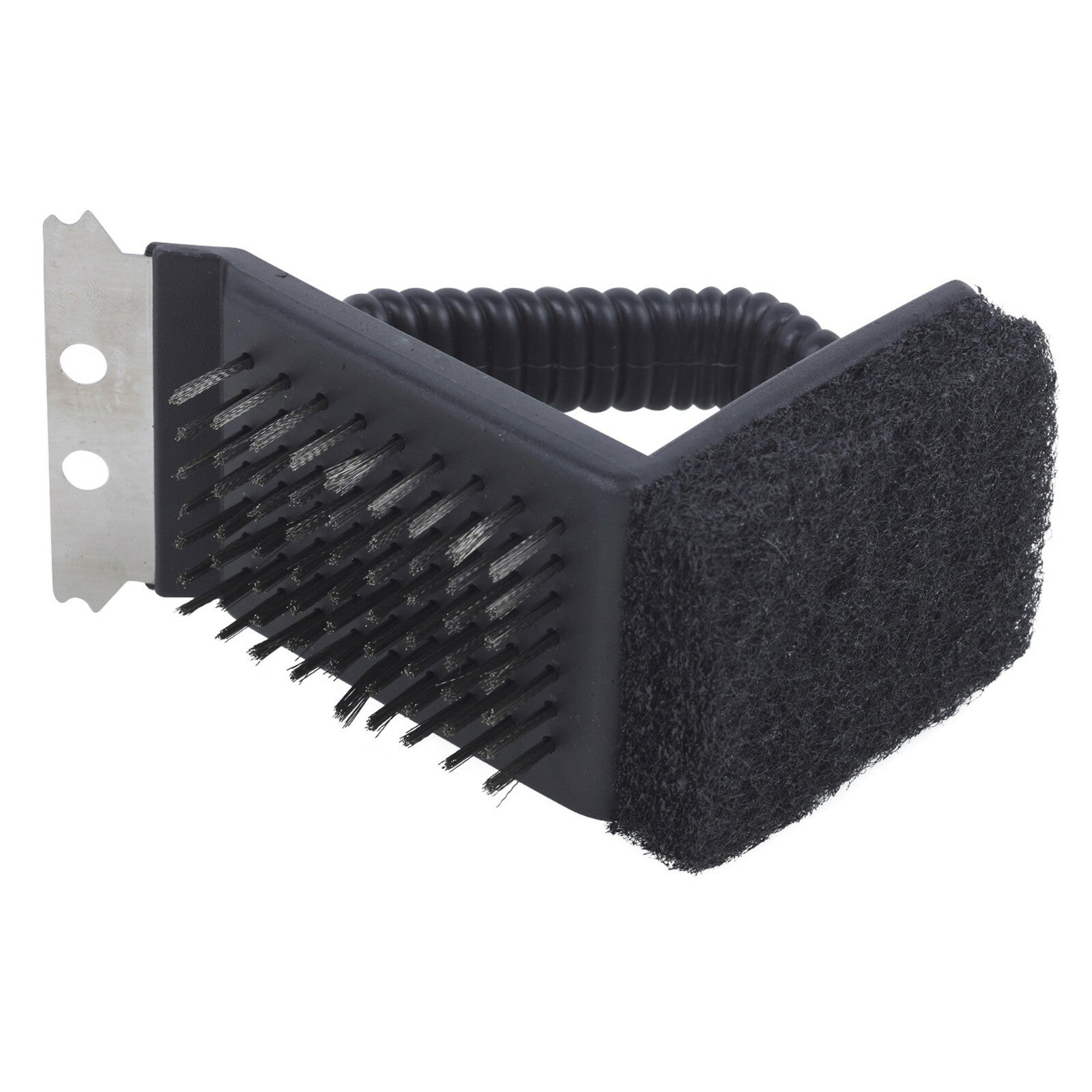 3 in 1 Barbeque BBQ Grill Scrub Cleaner Scraping Brush Steel Teeth Sponge Stains