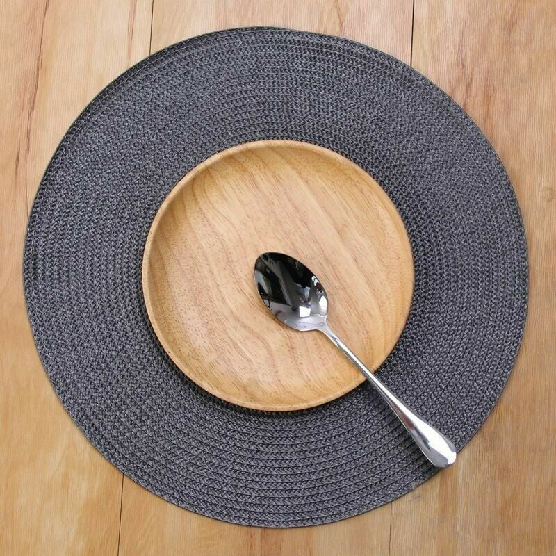 Table Place Mats Large round Woven Place Mats Dining Tableware Washable Dinner