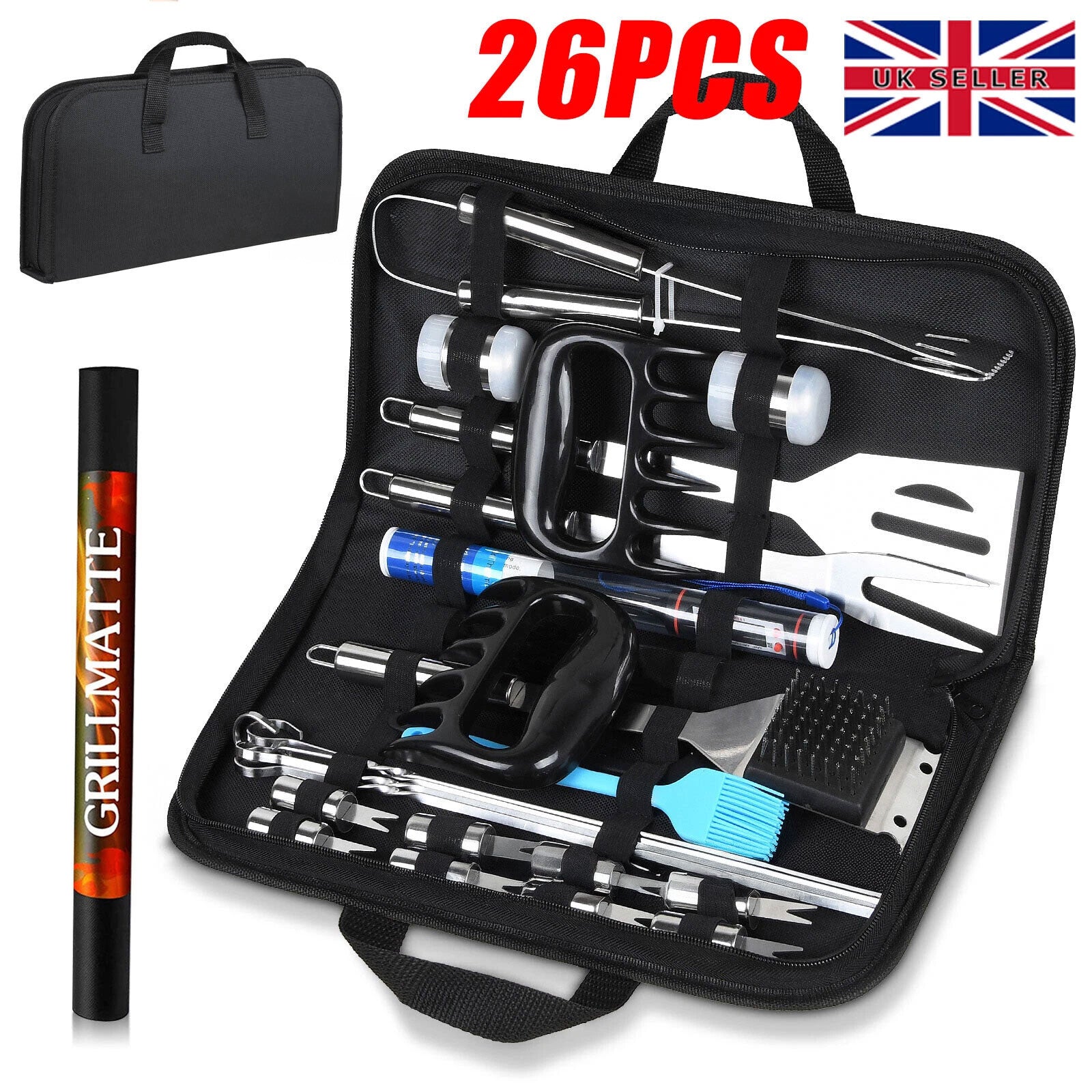 26X BBQ Tool Set Stainless Steel Barbecue Grilling Utensil Cooking Outdoor Kit