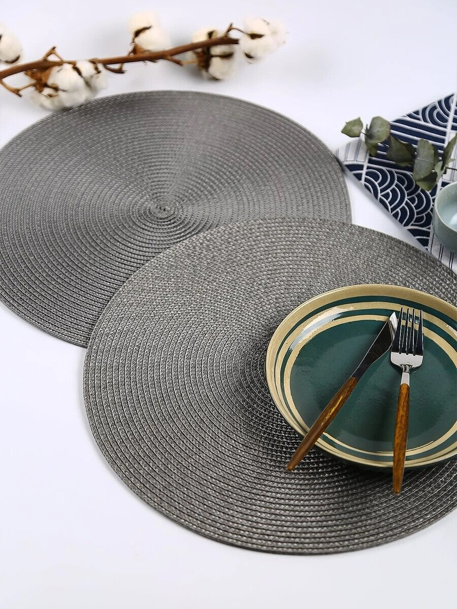 Table Place Mats Large round Woven Place Mats Dining Tableware Washable Dinner