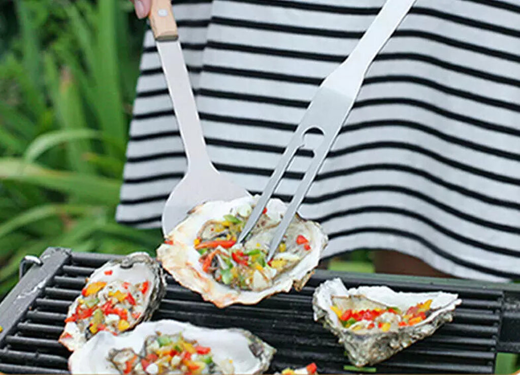 BBQ Long Handle Grill Basket Barbecue Rack Meat Burger Fish Stand Mesh Food UK