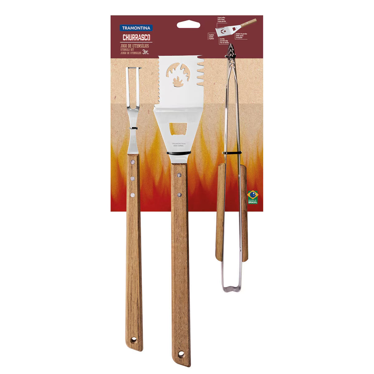 BBQ Hardwood Tool Set, 3 Piece