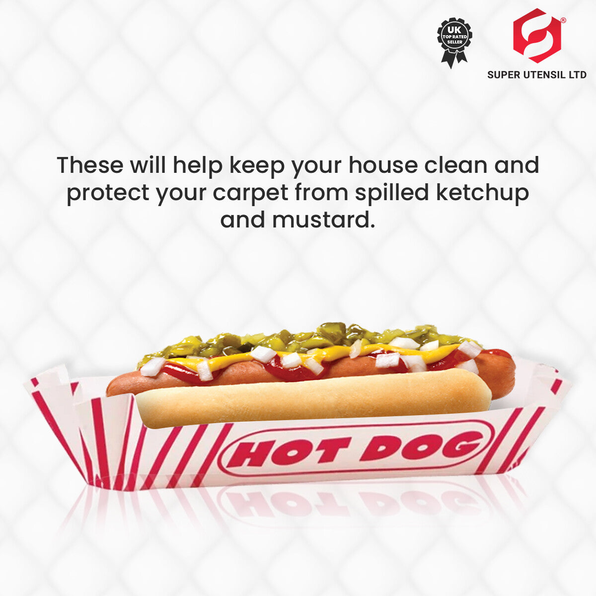 Hot Dog Trays Red and White Retro Cinema Hollywood Party Red Stripe Paper 8PK