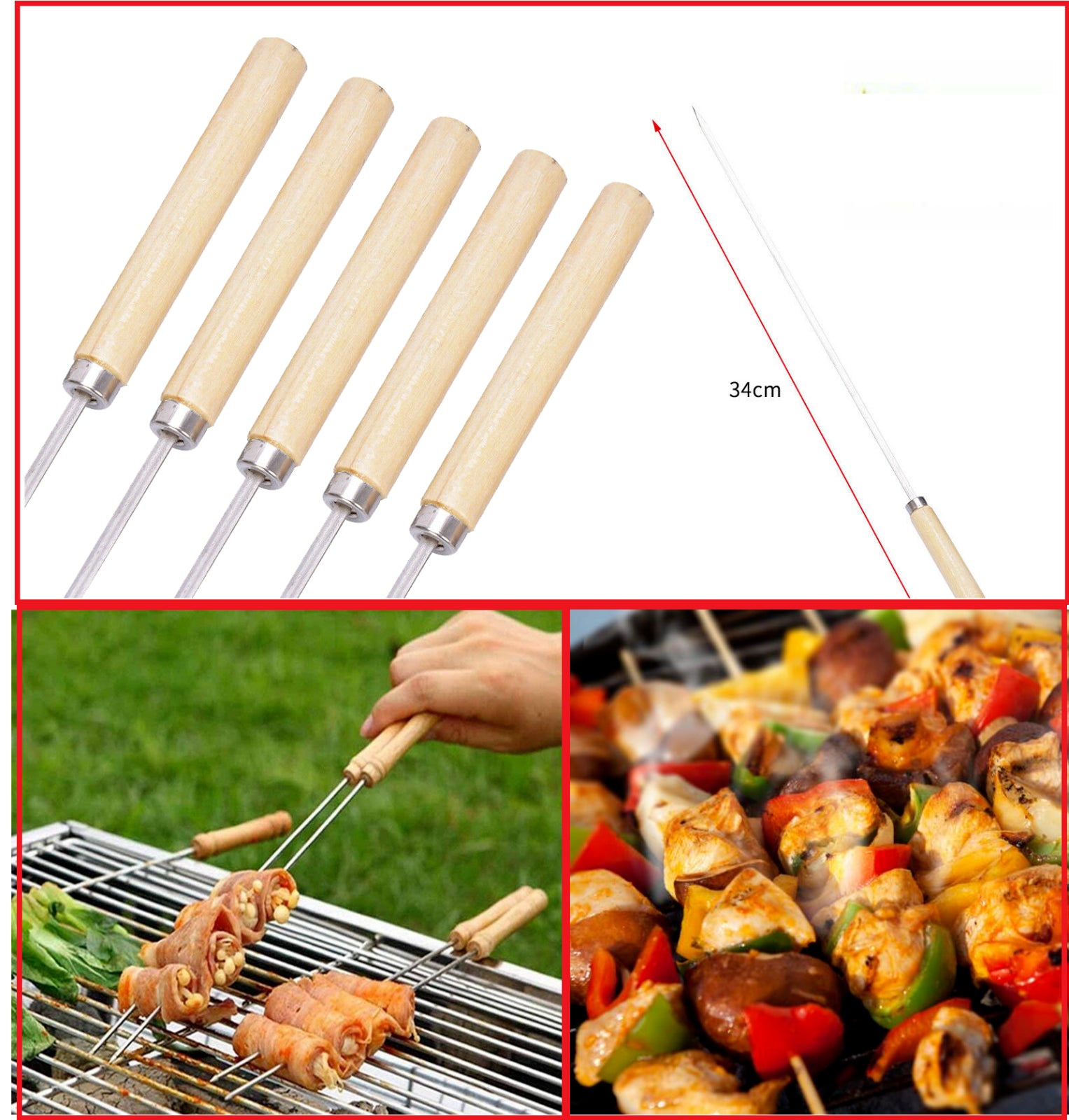 BBQ Long Handle Grill Basket Barbecue Rack Meat Burger Fish Stand Mesh Food UK