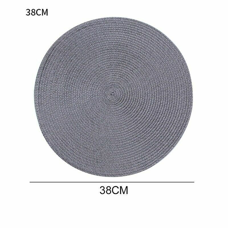 Table Place Mats Large round Woven Place Mats Dining Tableware Washable Dinner