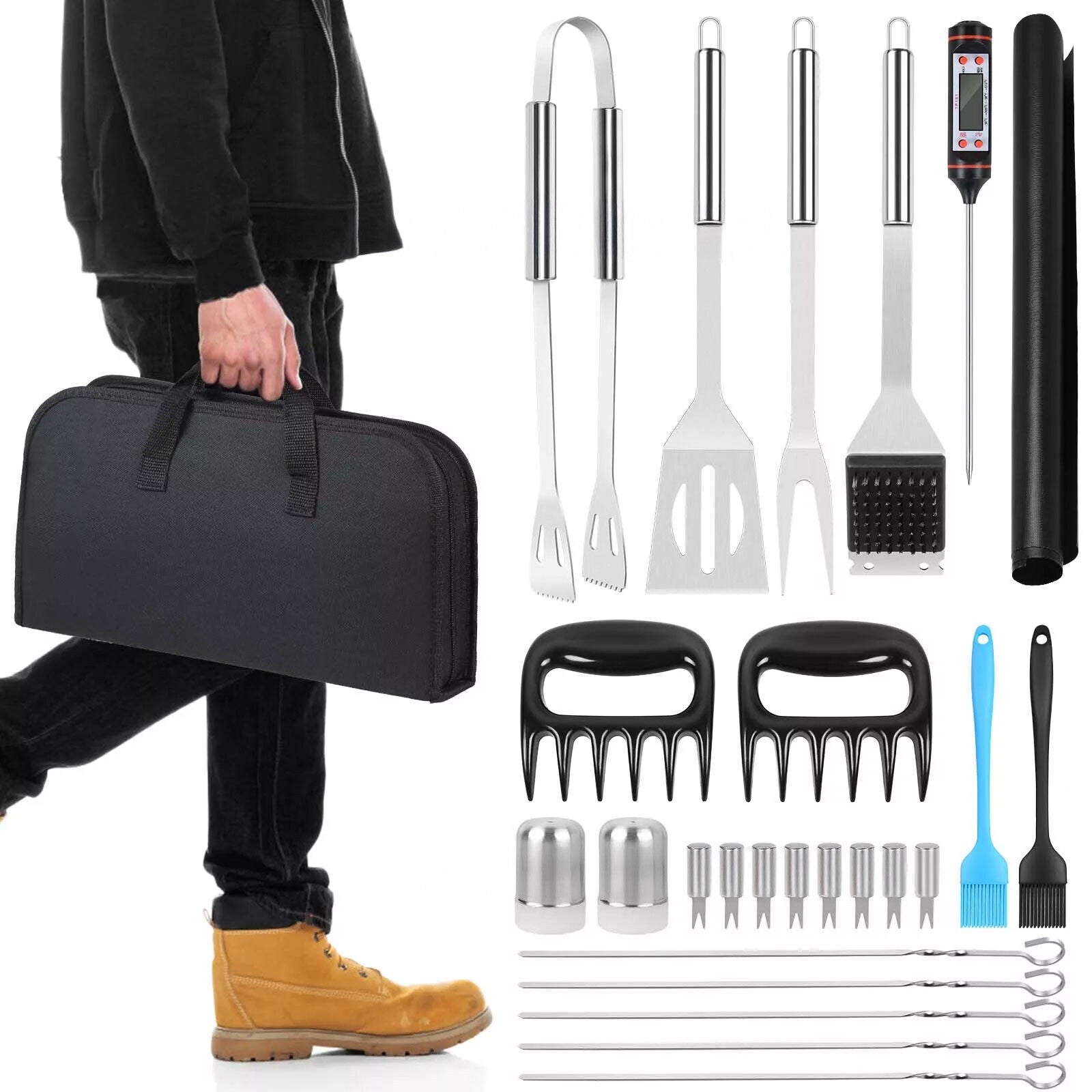 26X BBQ Tool Set Stainless Steel Barbecue Grilling Utensil Cooking Outdoor Kit