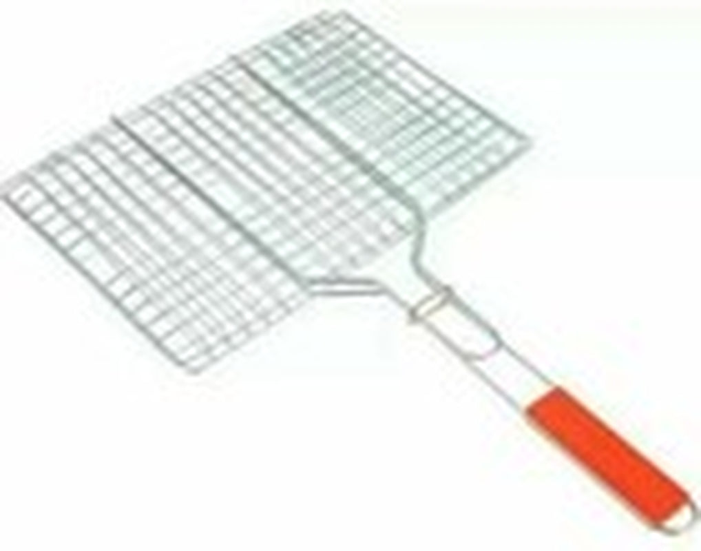 BBQ Long Handle Grill Basket Barbecue Rack Meat Burger Fish Stand Mesh Food UK