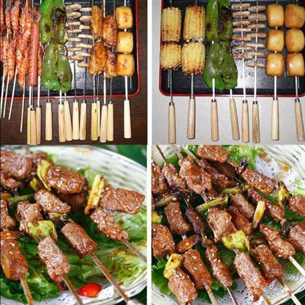 BBQ Long Handle Grill Basket Barbecue Rack Meat Burger Fish Stand Mesh Food UK