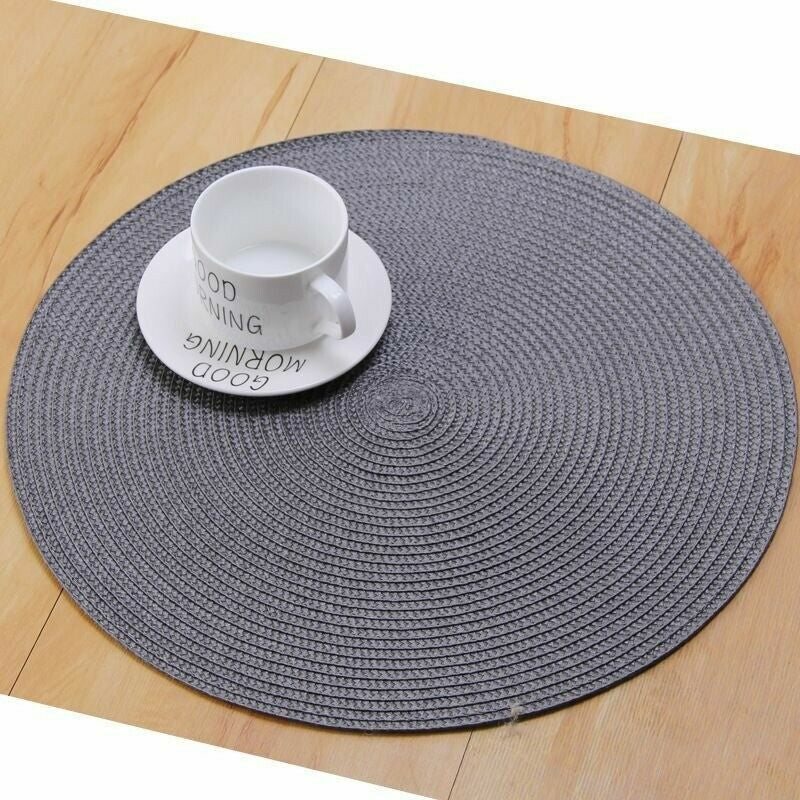 Table Place Mats Large round Woven Place Mats Dining Tableware Washable Dinner