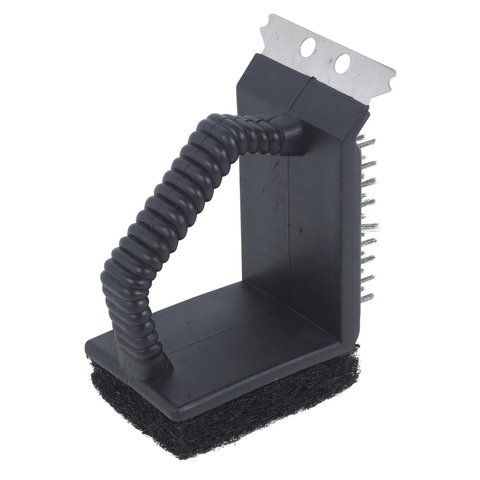 3 in 1 Barbeque BBQ Grill Scrub Cleaner Scraping Brush Steel Teeth Sponge Stains