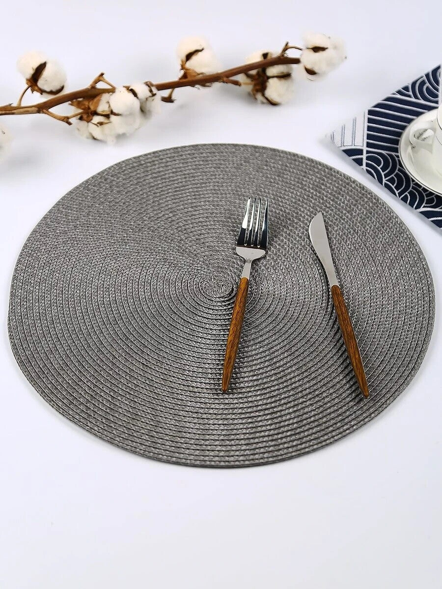 Table Place Mats Large round Woven Place Mats Dining Tableware Washable Dinner