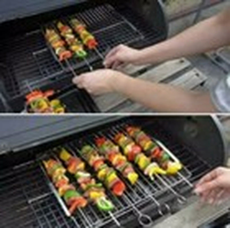 BBQ Long Handle Grill Basket Barbecue Rack Meat Burger Fish Stand Mesh Food UK
