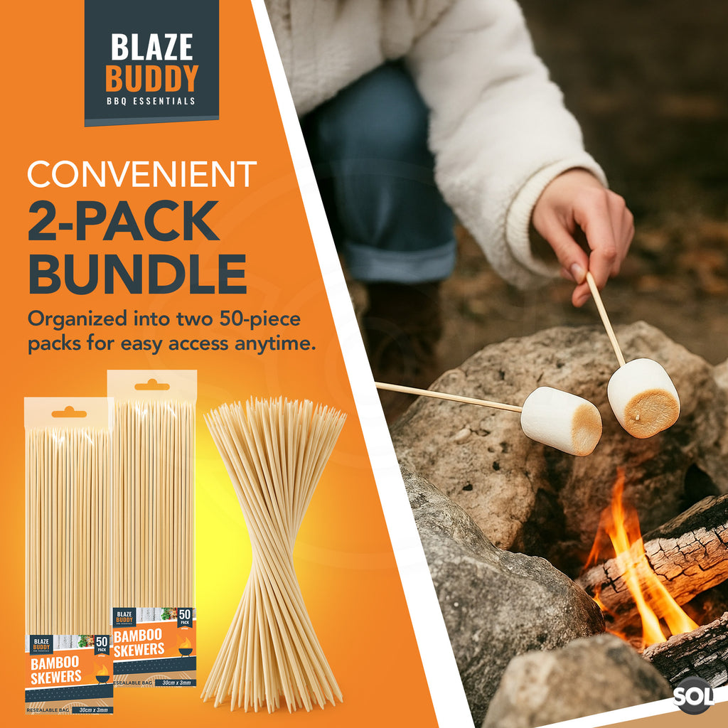 100 Bamboo Skewers 20Cm BBQ Kebab Fruit Chocolate Fondue Grill Wooden Sticks