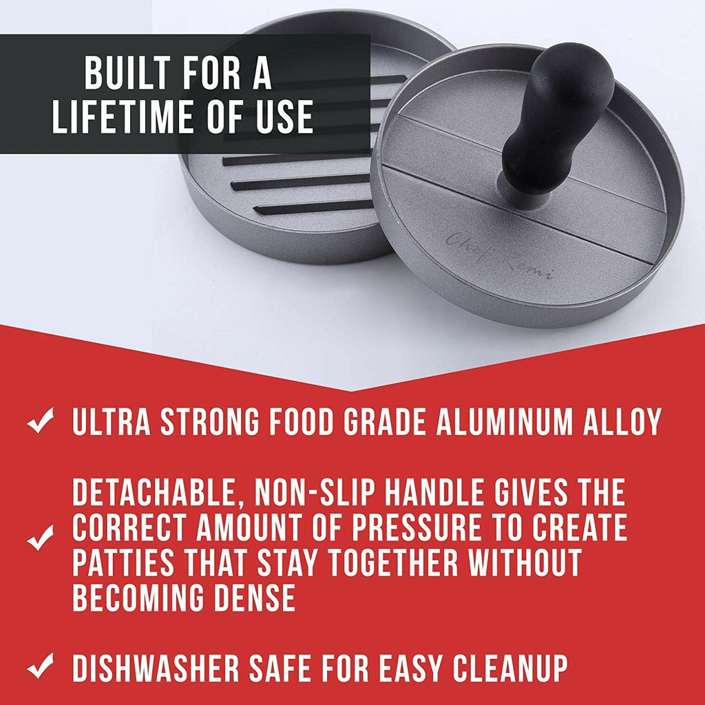 Chef Remi Burger Press | Non-Stick Professional Hamburger Press & Patty Maker
