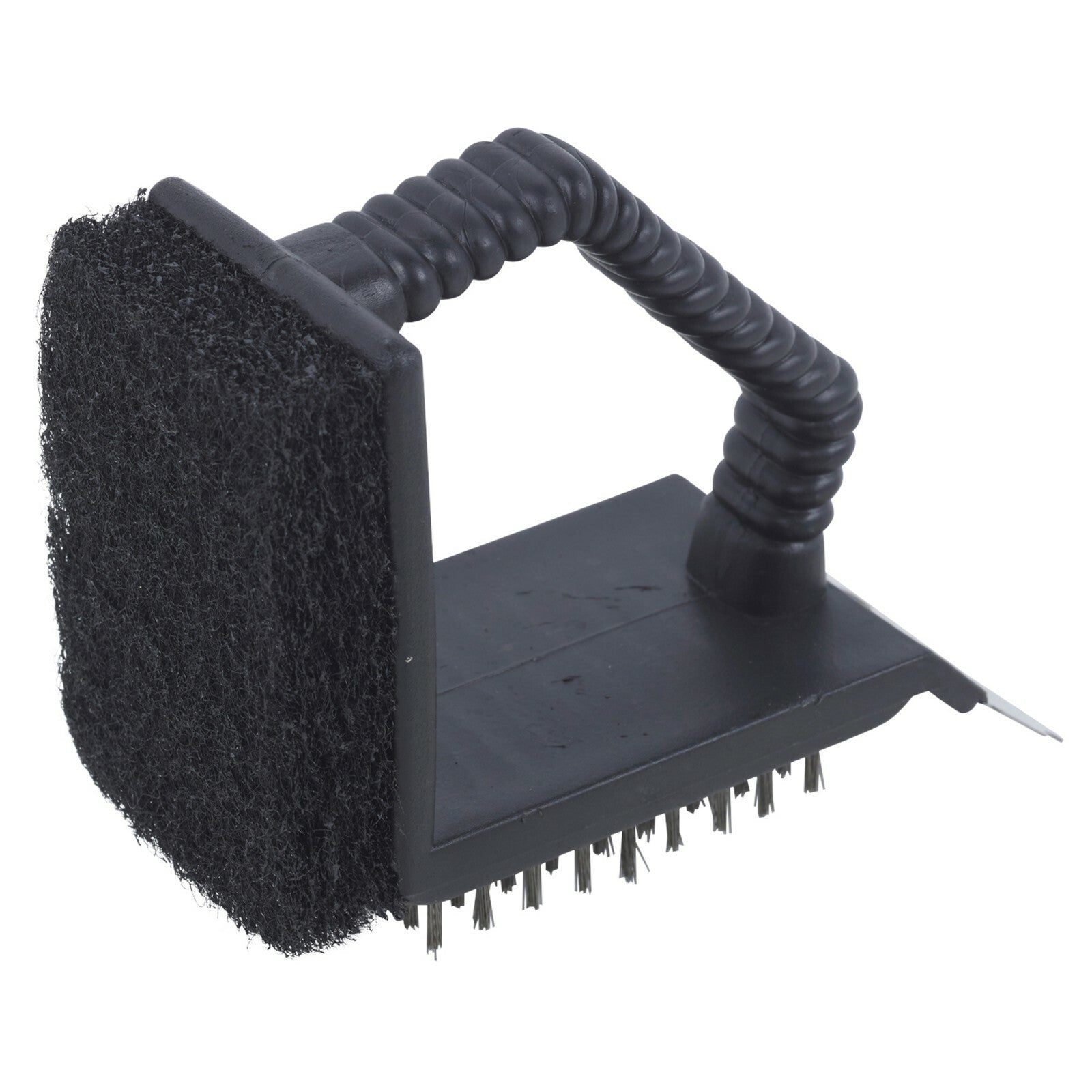 3 in 1 Barbeque BBQ Grill Scrub Cleaner Scraping Brush Steel Teeth Sponge Stains