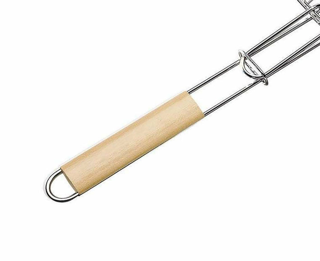 BBQ Long Handle Grill Basket Barbecue Rack Meat Burger Fish Stand Mesh Food UK