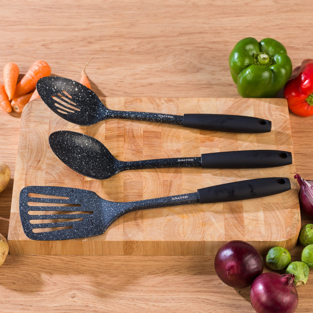 Salter Kitchen Utensil Set Solid Spoon Slotted Spoon Slotted Turner Megastone