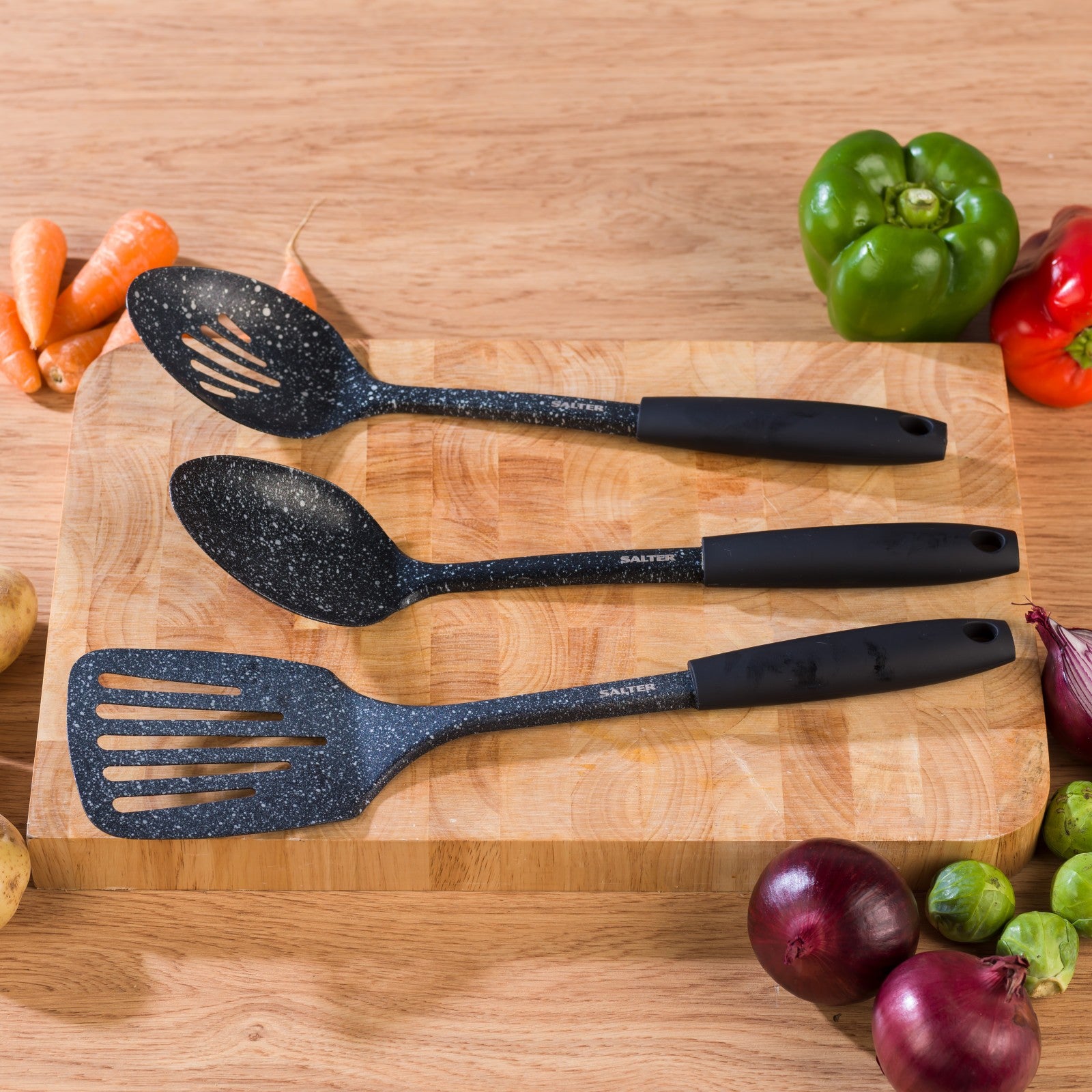 Salter Kitchen Utensil Set Solid Spoon Slotted Spoon Slotted Turner Megastone