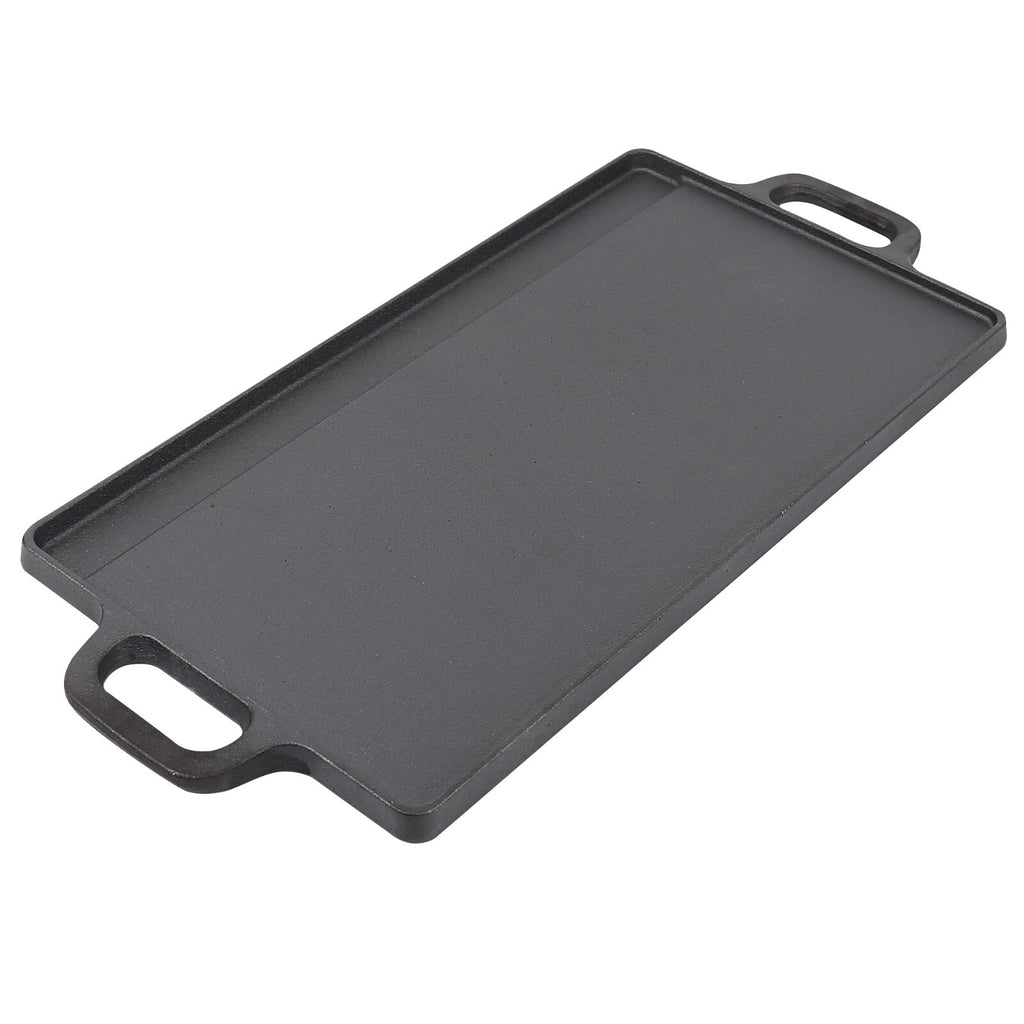 Cast Iron Pre Seasoned Reversible Oven Safe Rectangular round Griddle 2 Handles