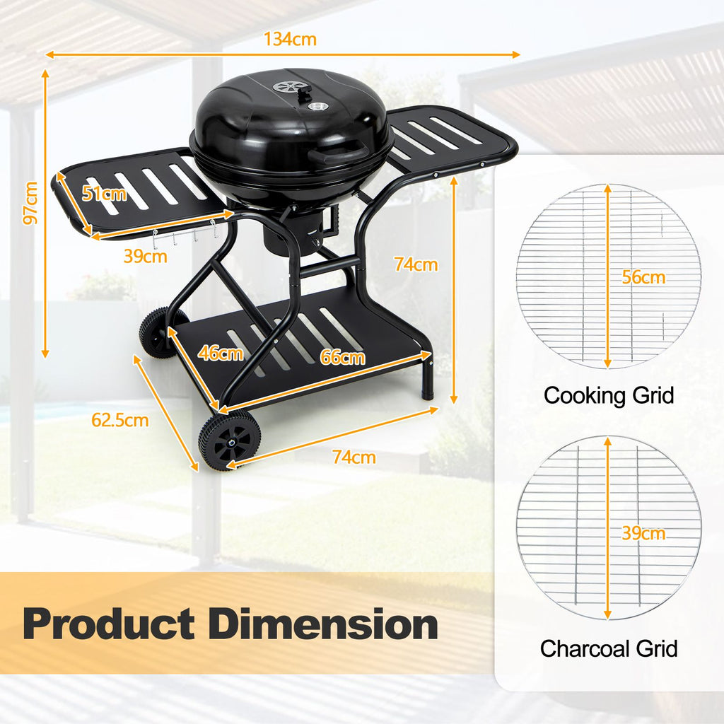 Outdoor Barbecue Charcoal Grill with High-Capacity Ash Catcher