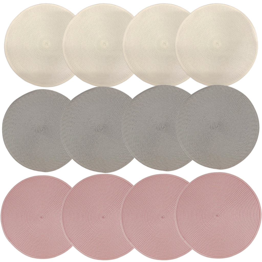 Table Place Mats Large round Woven Place Mats Dining Tableware Washable Dinner