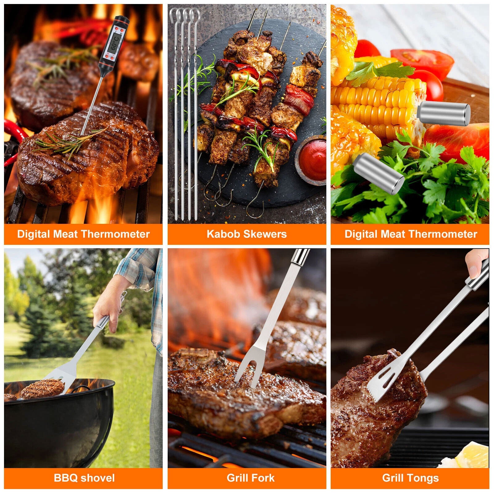 26X BBQ Tool Set Stainless Steel Barbecue Grilling Utensil Cooking Outdoor Kit