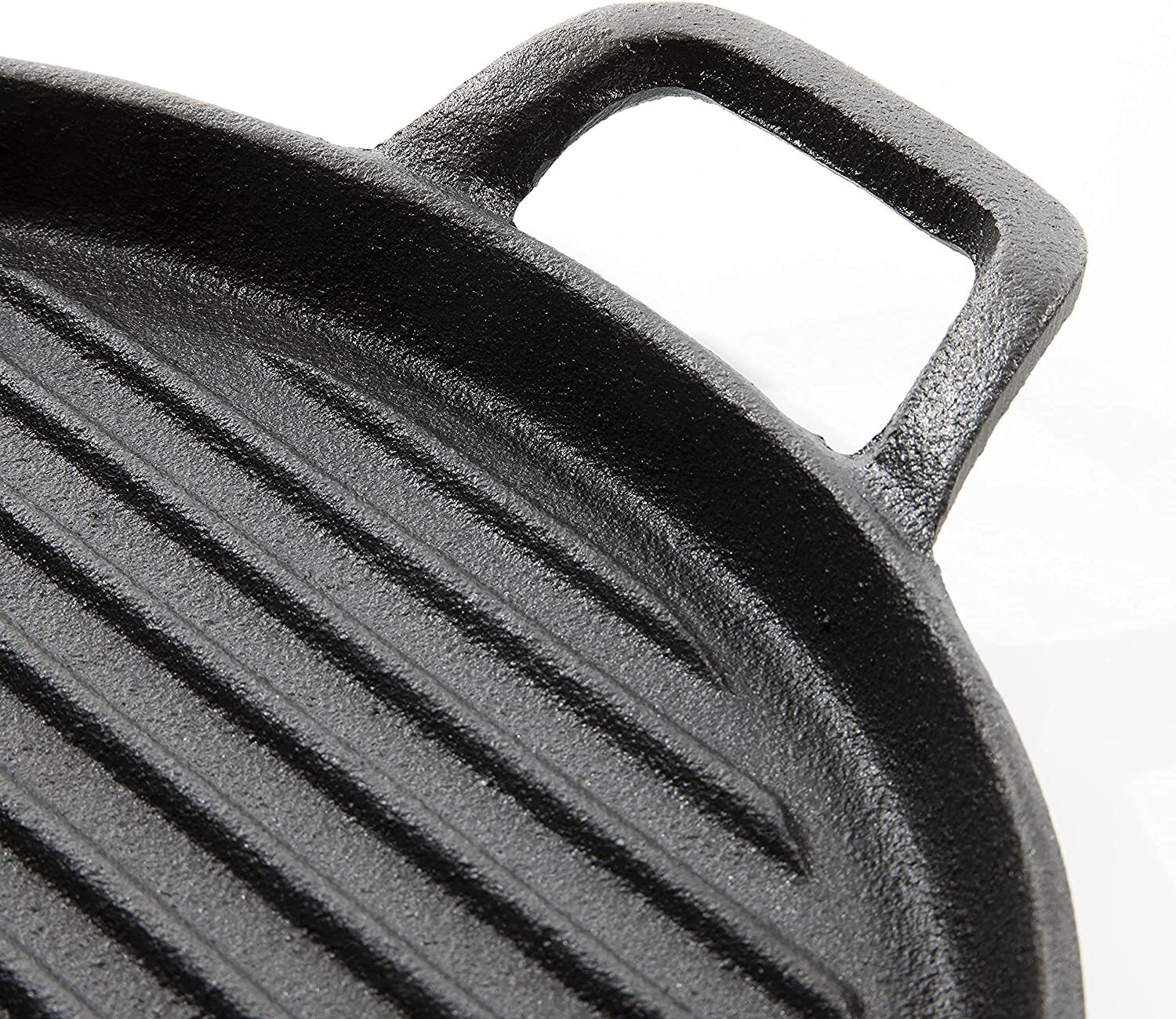 Cast Iron Pre Seasoned Reversible Oven Safe Rectangular round Griddle 2 Handles