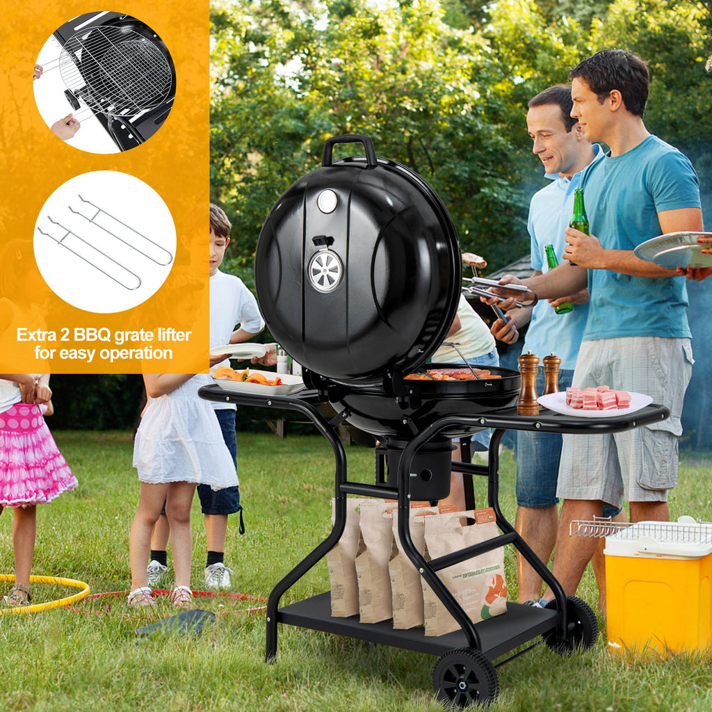 Outdoor Barbecue Charcoal Grill with High-Capacity Ash Catcher