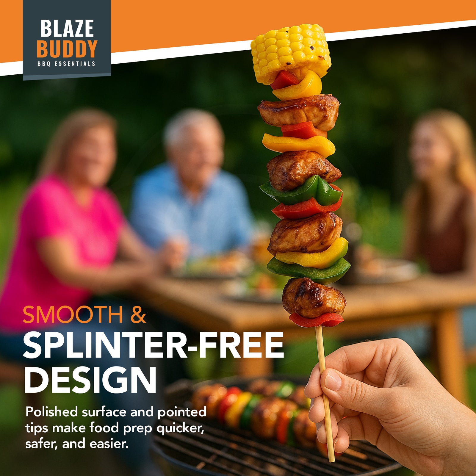 100 Bamboo Skewers 20Cm BBQ Kebab Fruit Chocolate Fondue Grill Wooden Sticks