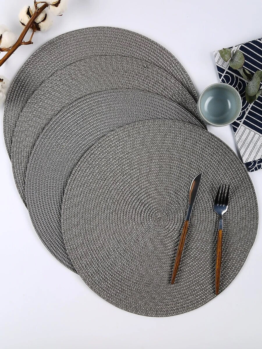 Table Place Mats Large round Woven Place Mats Dining Tableware Washable Dinner