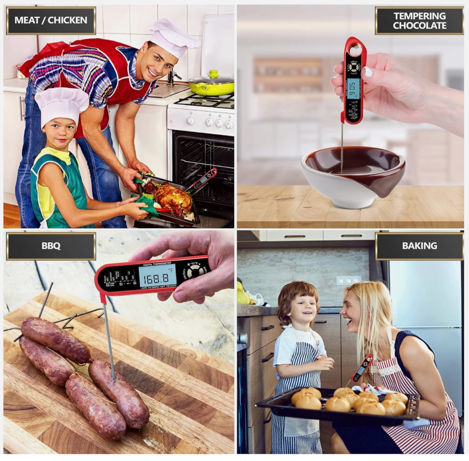 Instant Read Digital Meat Thermometer Cooking Food Temperature Probe Lcd Kitchen