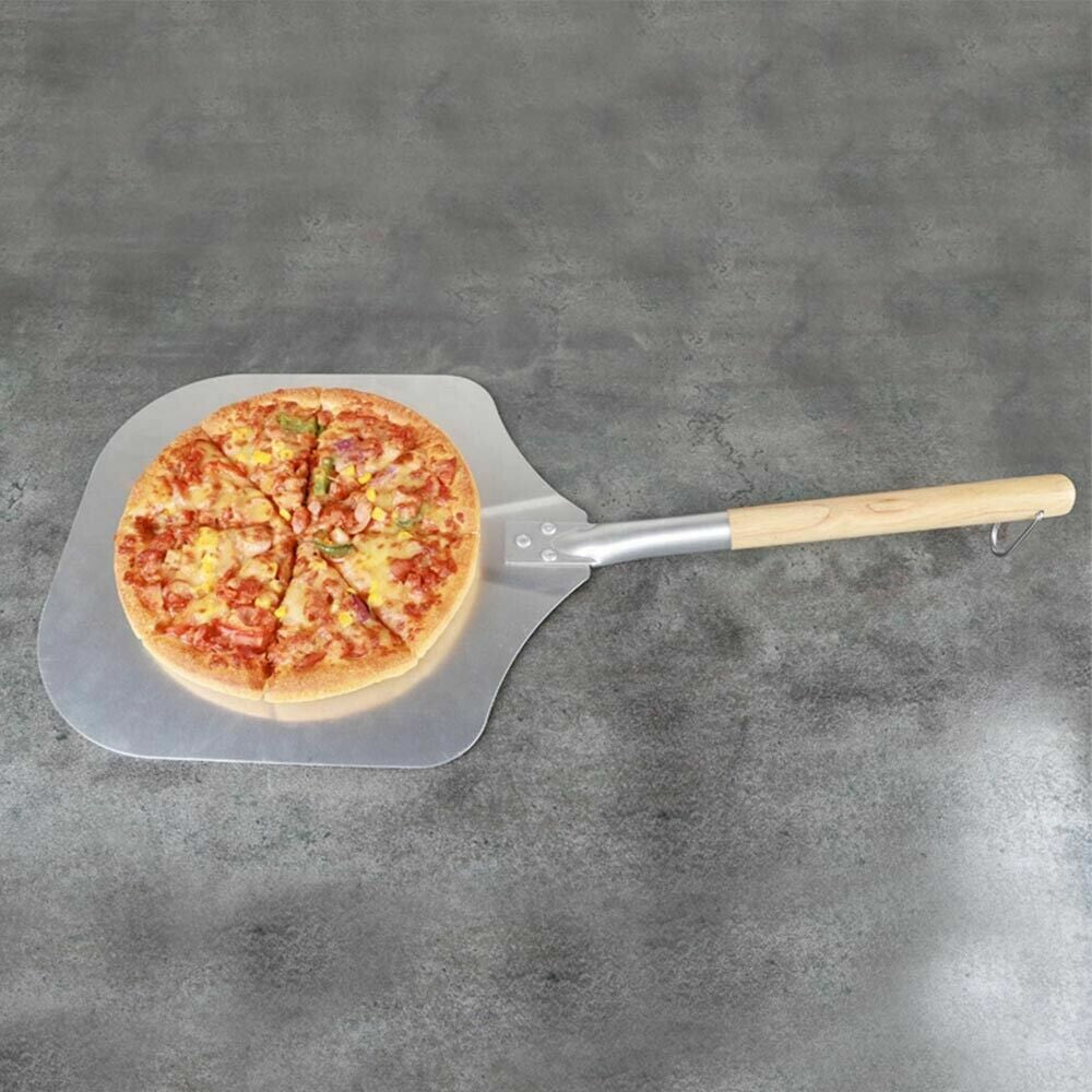 12X14X26 Inch Aluminium Pizza Peel Removable Wooden Handle Bakers Paddle Shovel
