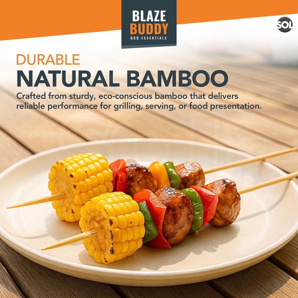 100 Bamboo Skewers 20Cm BBQ Kebab Fruit Chocolate Fondue Grill Wooden Sticks