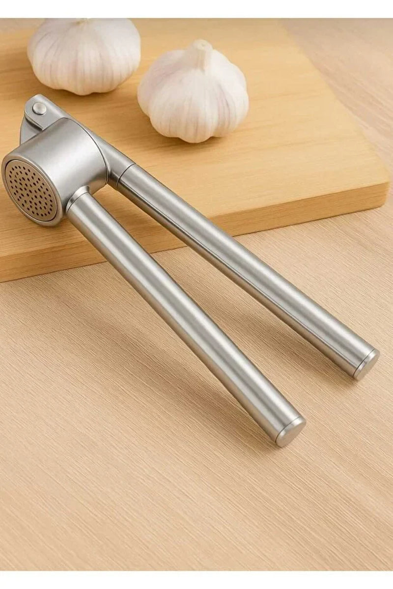 Stainless Steel Garlic Press Crush without Peeling Removable Chamber Easy to Clean Garlic Crusher