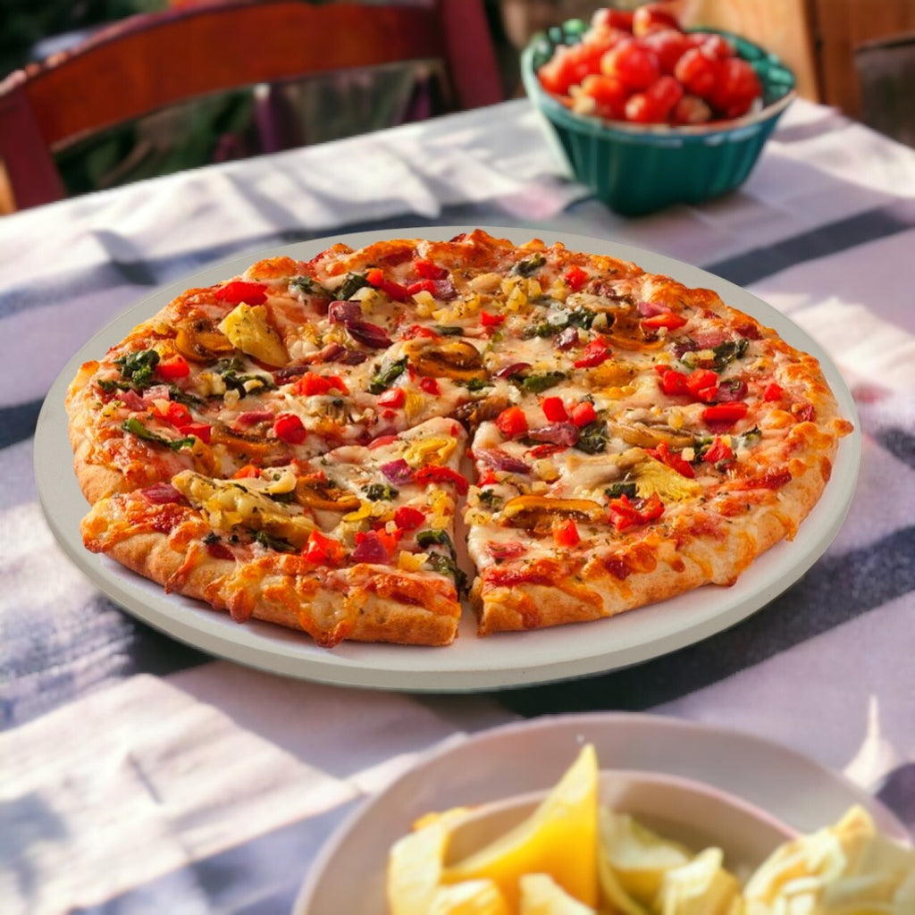 33Cm 600° round Crispy Pizza Baking Stone Barbecue Ceramic Serving Tray Board