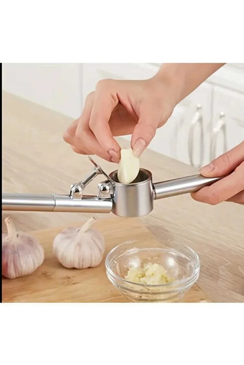 Stainless Steel Garlic Press Crush without Peeling Removable Chamber Easy to Clean Garlic Crusher