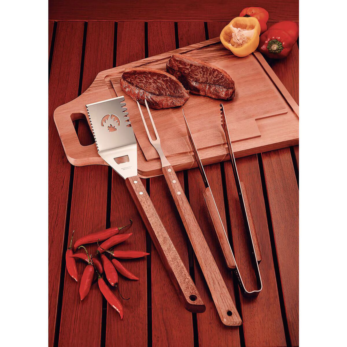 BBQ Hardwood Tool Set, 3 Piece